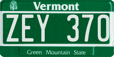 VT license plate ZEY370