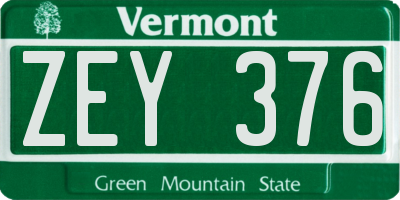 VT license plate ZEY376