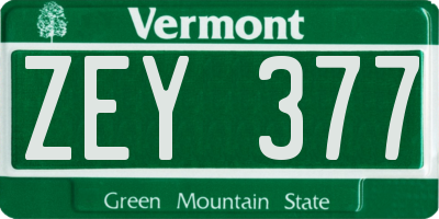 VT license plate ZEY377