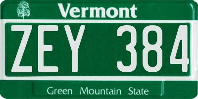 VT license plate ZEY384