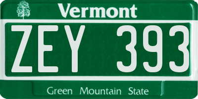 VT license plate ZEY393