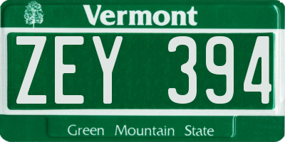 VT license plate ZEY394