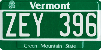 VT license plate ZEY396