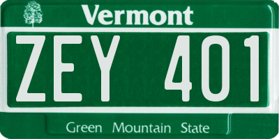 VT license plate ZEY401