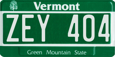 VT license plate ZEY404