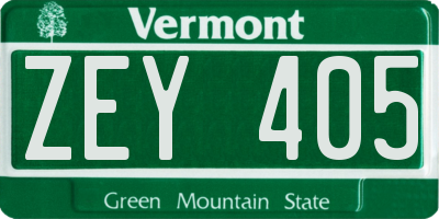 VT license plate ZEY405
