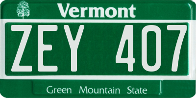 VT license plate ZEY407