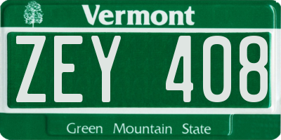 VT license plate ZEY408