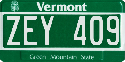 VT license plate ZEY409