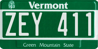 VT license plate ZEY411