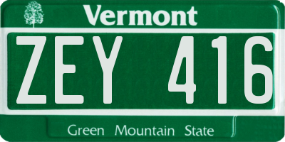 VT license plate ZEY416