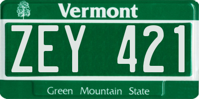 VT license plate ZEY421