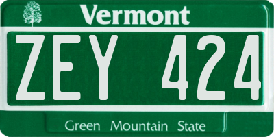 VT license plate ZEY424