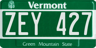 VT license plate ZEY427