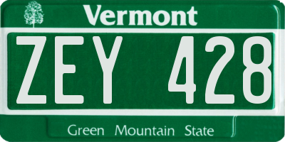 VT license plate ZEY428