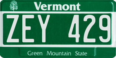 VT license plate ZEY429