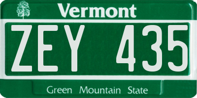 VT license plate ZEY435