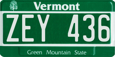 VT license plate ZEY436