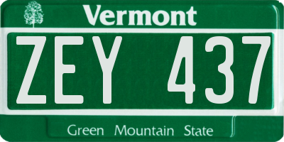 VT license plate ZEY437