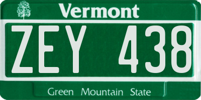 VT license plate ZEY438