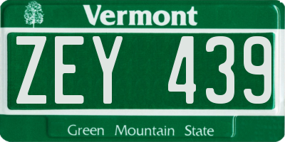 VT license plate ZEY439