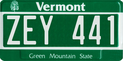 VT license plate ZEY441