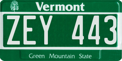 VT license plate ZEY443