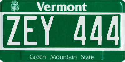 VT license plate ZEY444