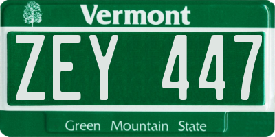 VT license plate ZEY447