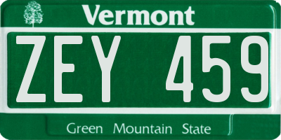 VT license plate ZEY459
