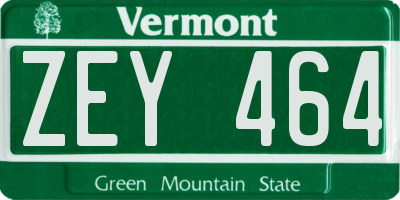VT license plate ZEY464