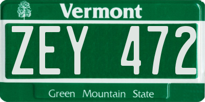 VT license plate ZEY472