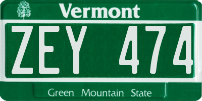 VT license plate ZEY474