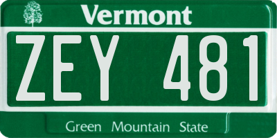 VT license plate ZEY481