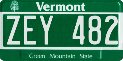 VT license plate ZEY482