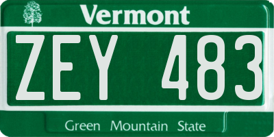 VT license plate ZEY483