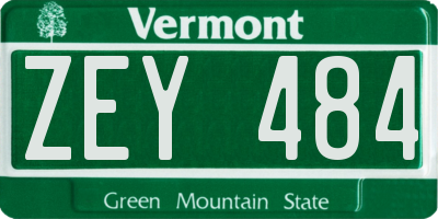 VT license plate ZEY484