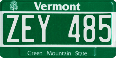 VT license plate ZEY485