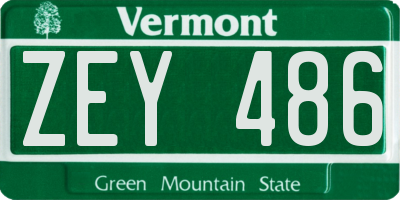 VT license plate ZEY486
