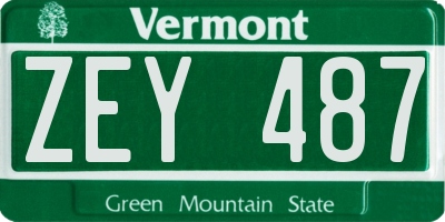 VT license plate ZEY487