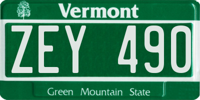 VT license plate ZEY490