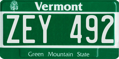 VT license plate ZEY492