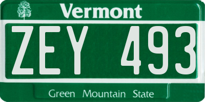 VT license plate ZEY493