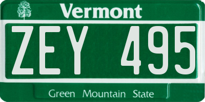 VT license plate ZEY495