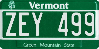 VT license plate ZEY499
