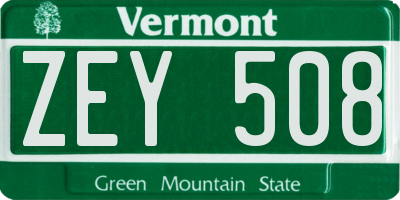 VT license plate ZEY508