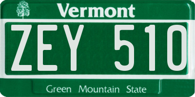VT license plate ZEY510