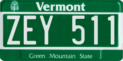 VT license plate ZEY511