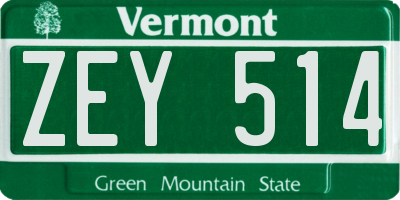 VT license plate ZEY514