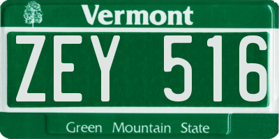 VT license plate ZEY516